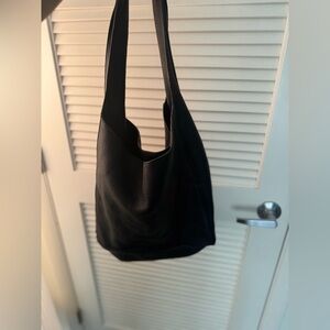 Oversized Black Pebble Leather Tote